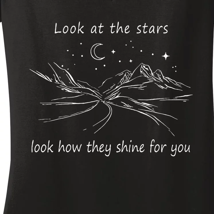 Look At The Stars Look How They Shines For You Music Country Women's V-Neck T-Shirt