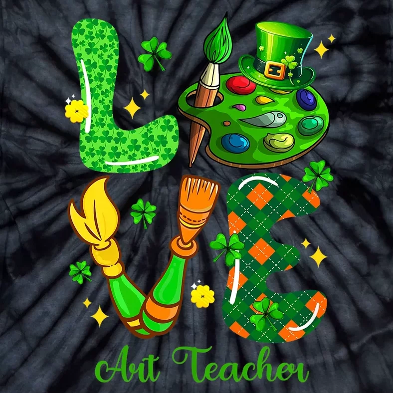 Love Art Teacher St. PatrickS Day Teaching Tools Shamrocks Tie-Dye T-Shirt