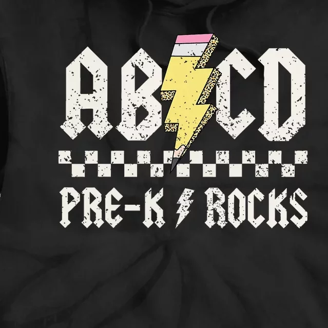 Lightning ABCD Teacher Student Pre K Rocks Back To School Tie Dye Hoodie