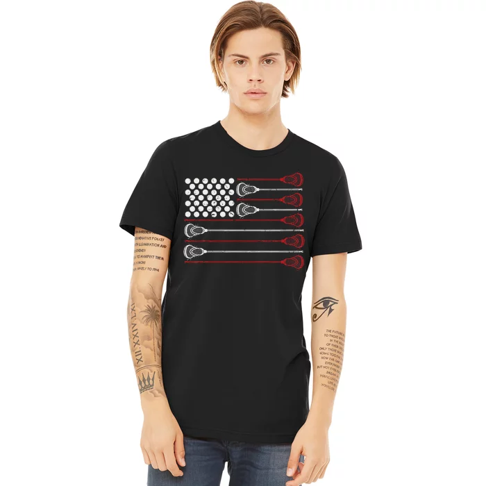 Lacrosse American Usa Flag Premium T-Shirt