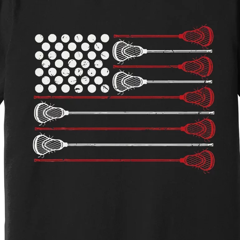 Lacrosse American Usa Flag Premium T-Shirt