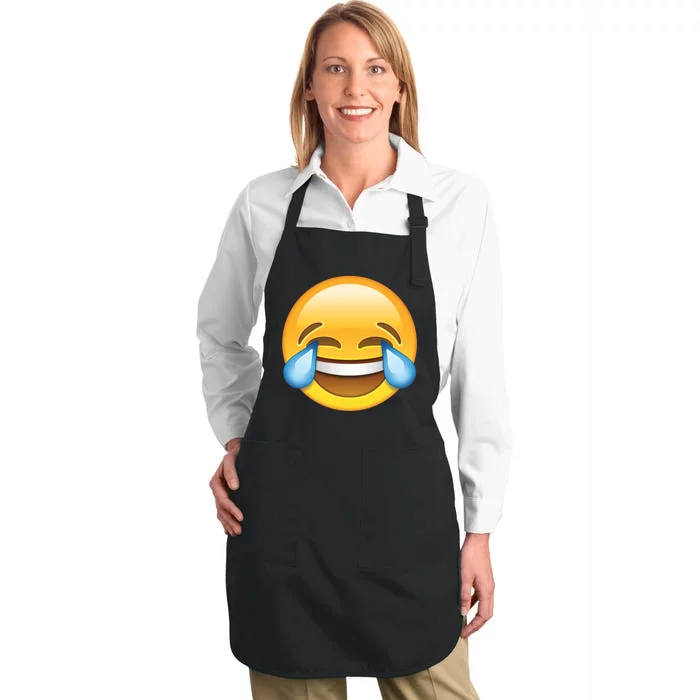 Laughing out Loud Emoticon Emoji Smiley Crying Full-Length Apron With Pocket