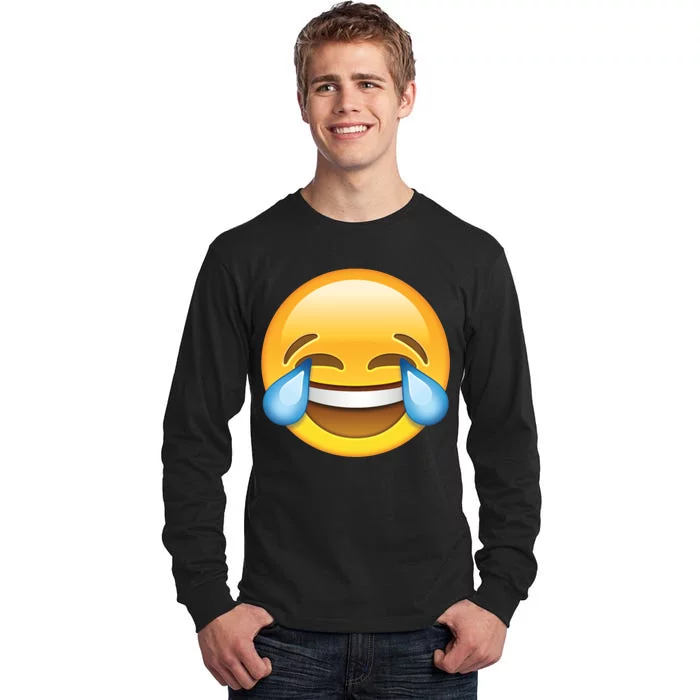 Laughing out Loud Emoticon Emoji Smiley Crying Tall Long Sleeve T-Shirt