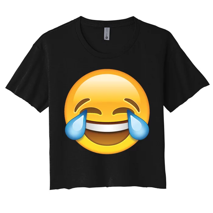 Laughing out Loud Emoticon Emoji Smiley Crying Women's Crop Top Tee