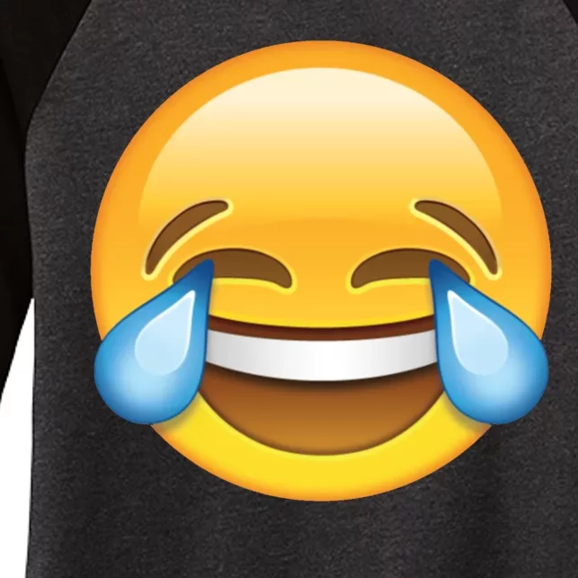 Laughing out Loud Emoticon Emoji Smiley Crying Women's Tri-Blend 3/4-Sleeve Raglan Shirt