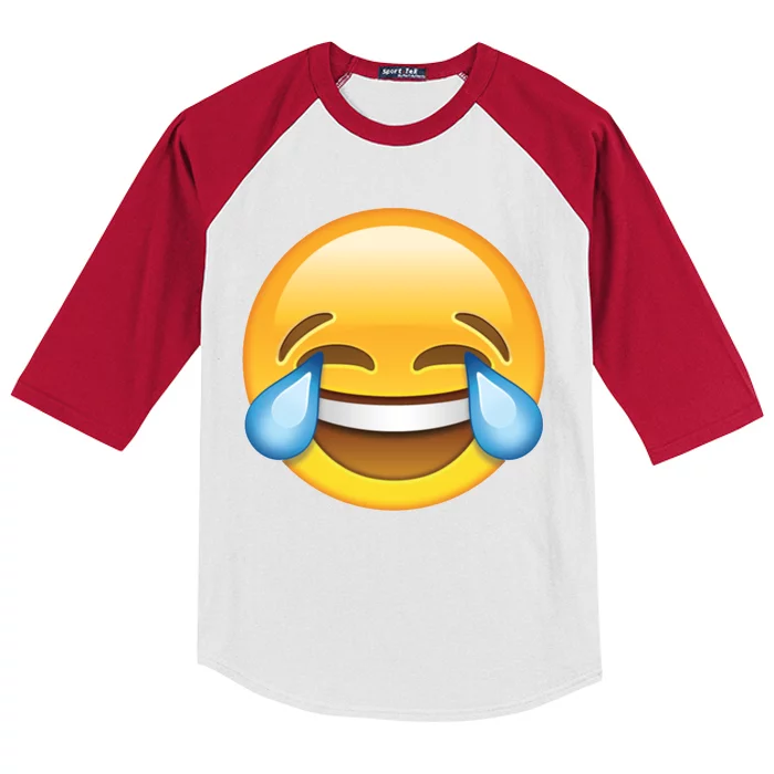 Laughing out Loud Emoticon Emoji Smiley Crying Kids Colorblock Raglan Jersey