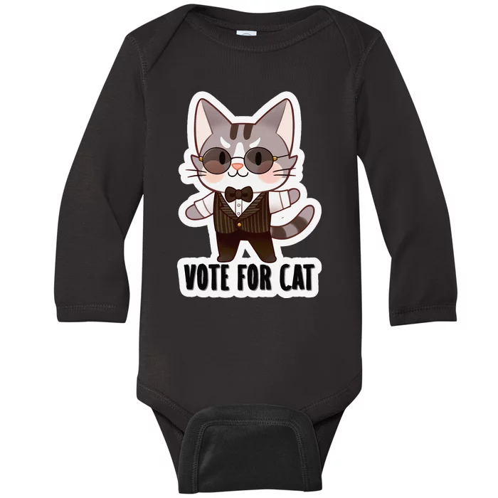 Leo Ambrose Vote For Cat Baby Long Sleeve Bodysuit