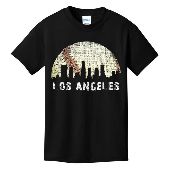 Los Angeles Vintage Baseball Distressed Kids T-Shirt