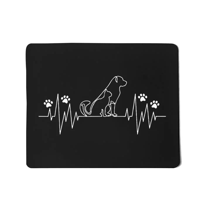 Line Art Veterinary Apparel Heartbeat Cat And Dog Vet Tech A Mousepad