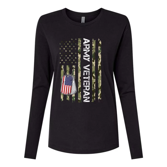 Love ARMY Veteran American Flag TShirt Womens Cotton Relaxed Long Sleeve T-Shirt