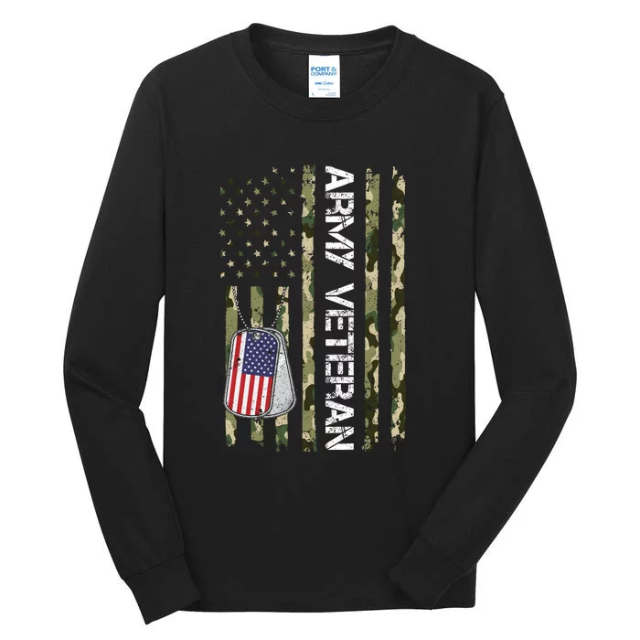 Love ARMY Veteran American Flag TShirt Tall Long Sleeve T-Shirt