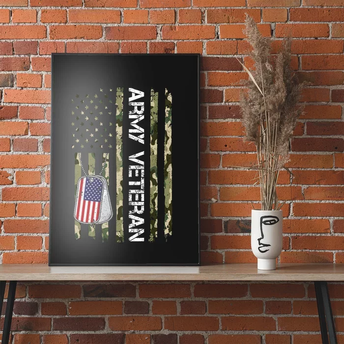 Love ARMY Veteran American Flag TShirt Poster