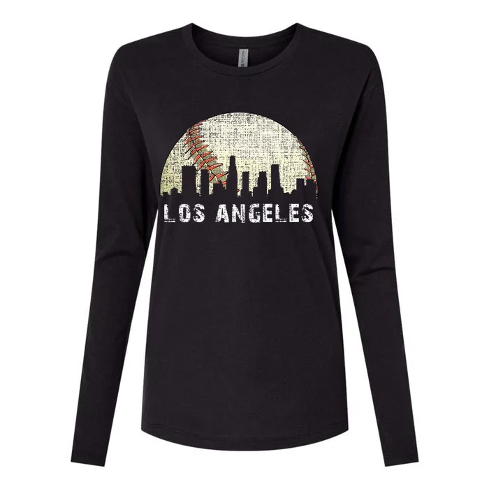 Los Angeles Vintage Baseball Game Day Womens Cotton Relaxed Long Sleeve T-Shirt