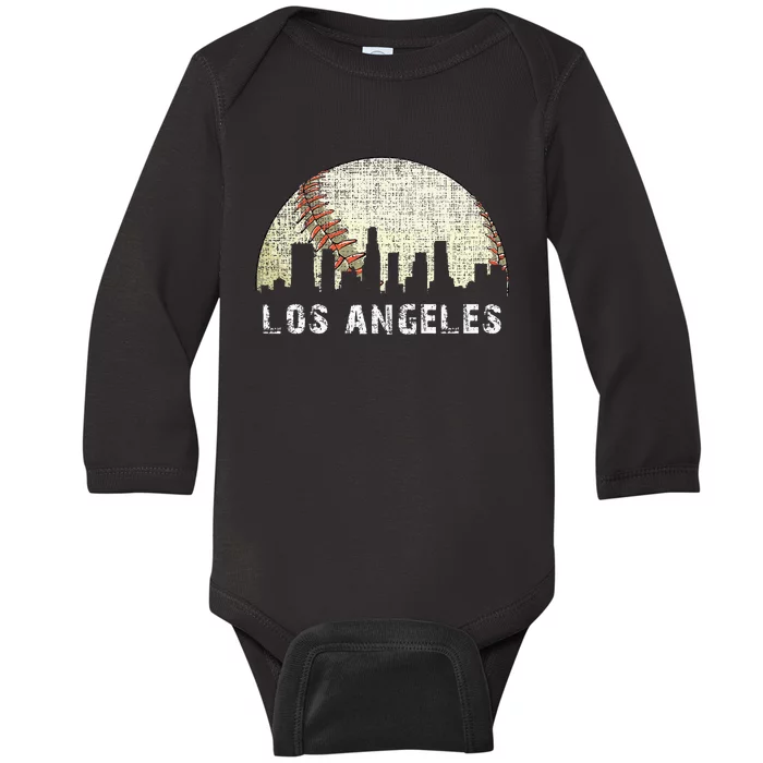 Los Angeles Vintage Baseball Game Day Baby Long Sleeve Bodysuit