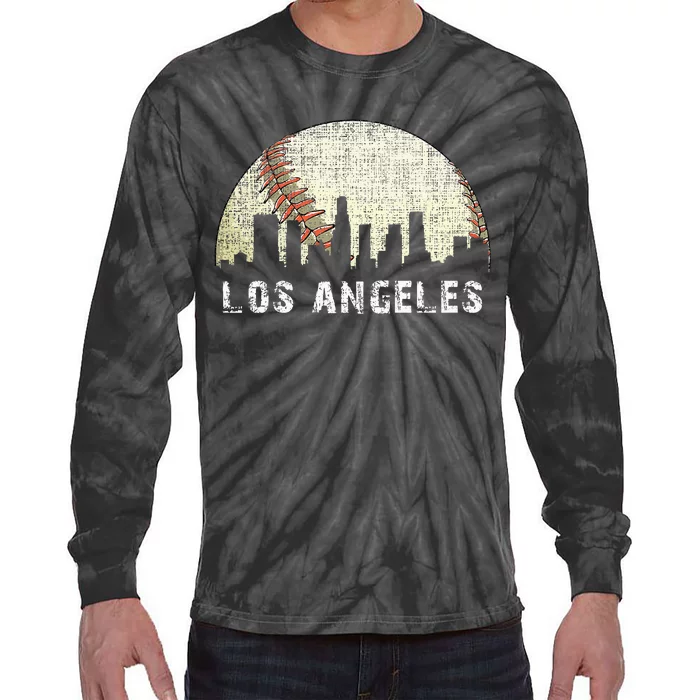 Los Angeles Vintage Baseball Game Day Tie-Dye Long Sleeve Shirt