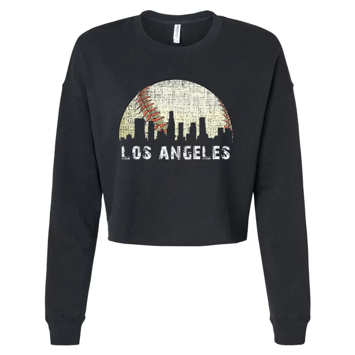 Los Angeles Vintage Baseball Game Day Cropped Pullover Crew