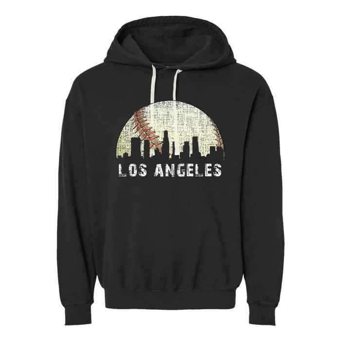 Los Angeles Vintage Baseball Distressed Gameday Retro Garment-Dyed Fleece Hoodie