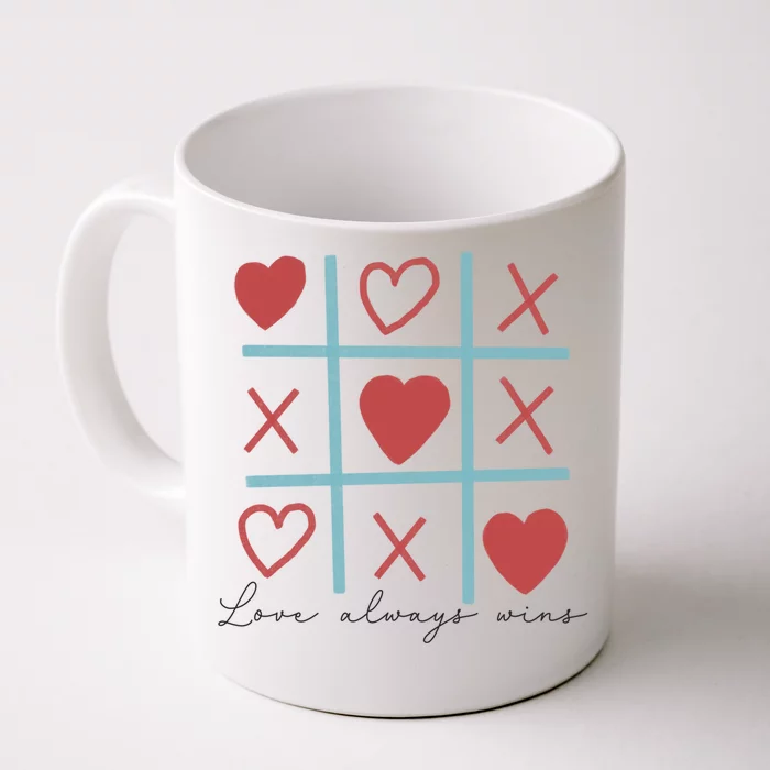 Love Always Wins Xo Friend Wife Valentine’s Day Heart Cute Gift Front & Back Coffee Mug