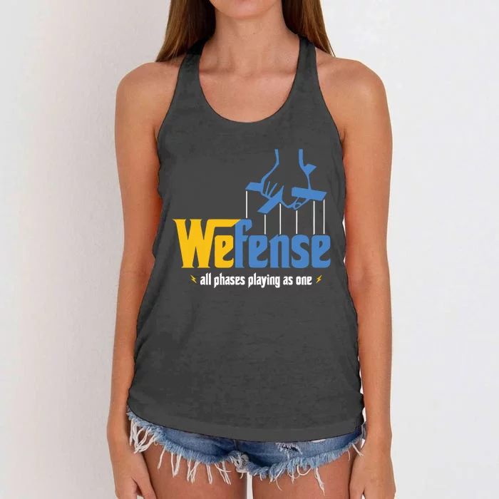 Los Angeles We Fense All Phrases Playing As One Women's Knotted Racerback Tank