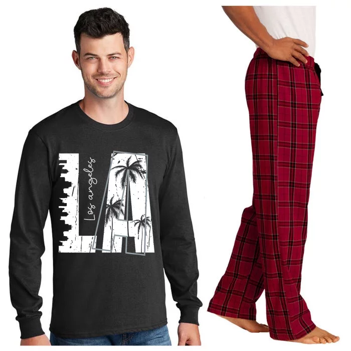 Los Angeles Women Graphic Tee California Print Long Sleeve Pajama Set