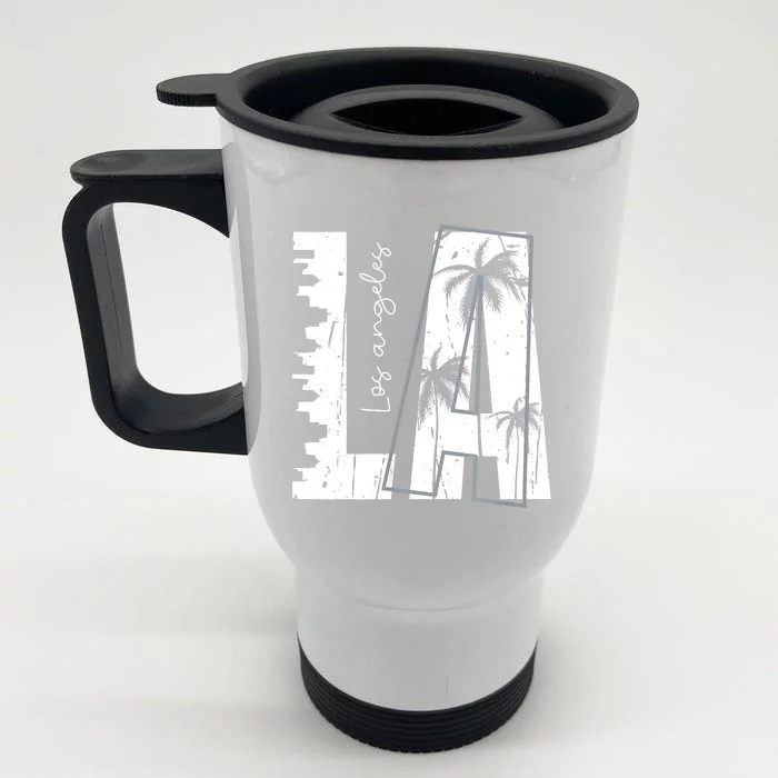 Los Angeles Women Graphic Tee California Print Front & Back Stainless Steel Travel Mug