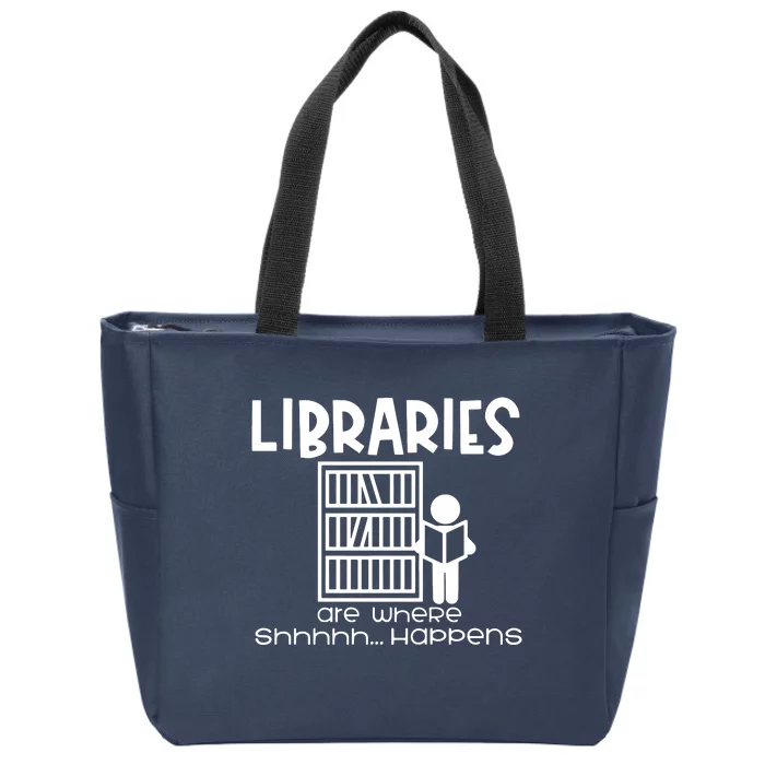 Libraries Are Where Shhhhh Happens Zip Tote Bag