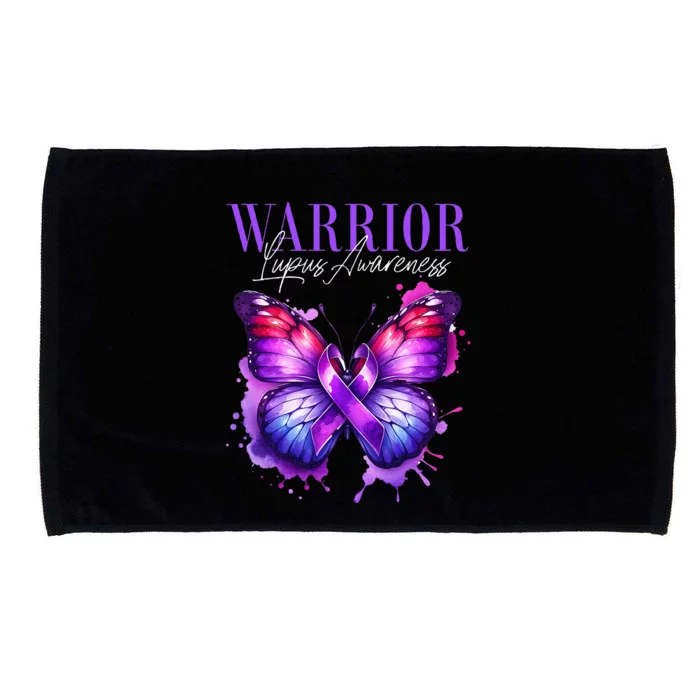 Lupus Awareness Warrior Survivor Purple Butterflies Microfiber Hand Towel