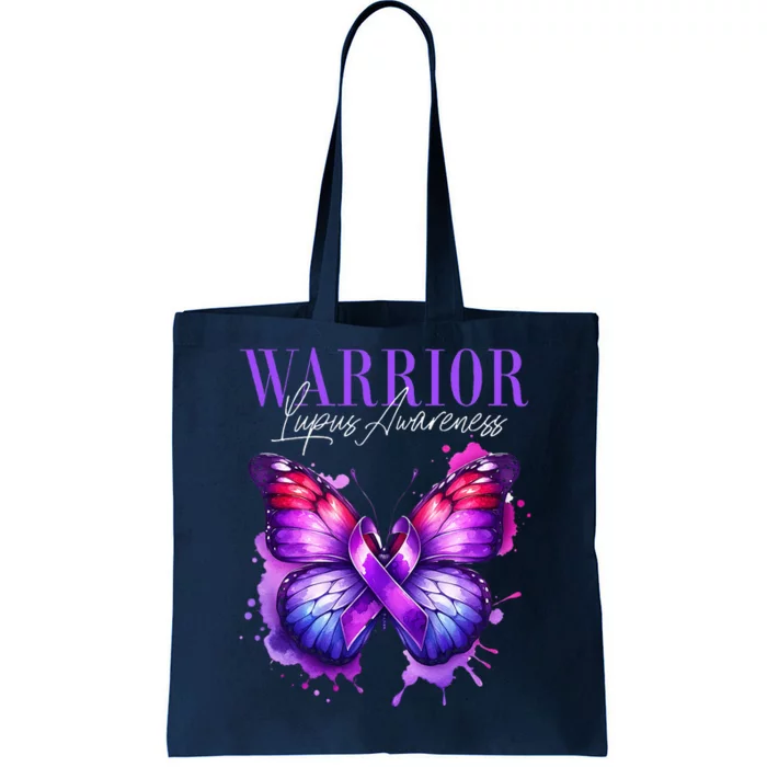 Lupus Awareness Warrior Survivor Purple Butterflies Tote Bag