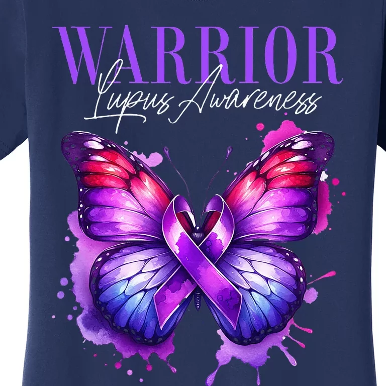 Lupus Awareness Warrior Survivor Purple Butterflies Women's T-Shirt