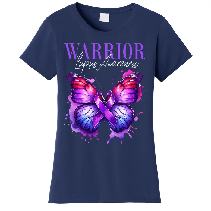 Lupus Awareness Warrior Survivor Purple Butterflies Women's T-Shirt