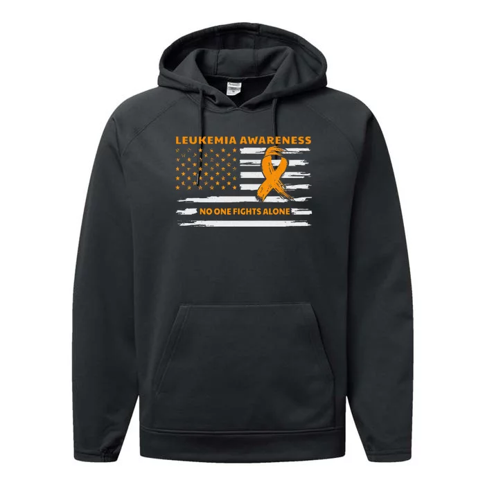 Leukemia Awareness We Fight Cancer Together Cure Leukemia Performance Fleece Hoodie