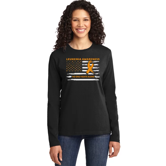 Leukemia Awareness We Fight Cancer Together Cure Leukemia Ladies Long Sleeve Shirt