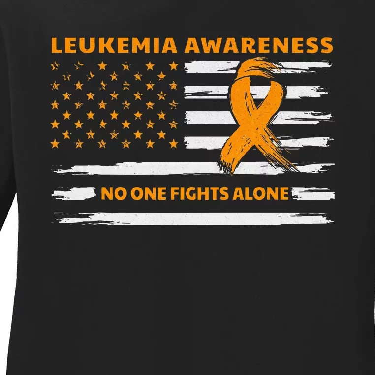 Leukemia Awareness We Fight Cancer Together Cure Leukemia Ladies Long Sleeve Shirt