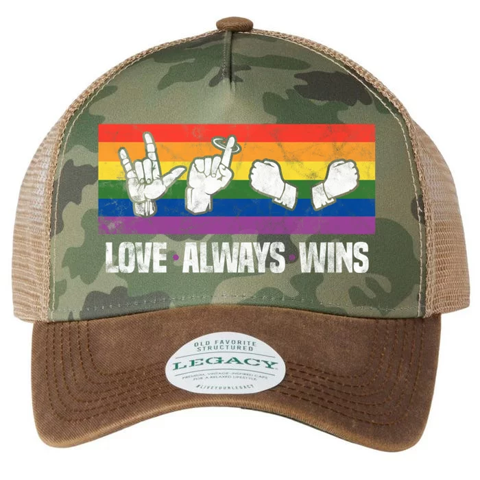 Love Always Wins Asl Deaf Awareness Lgbt Gay Pride Vintage Gift Legacy Tie Dye Trucker Hat