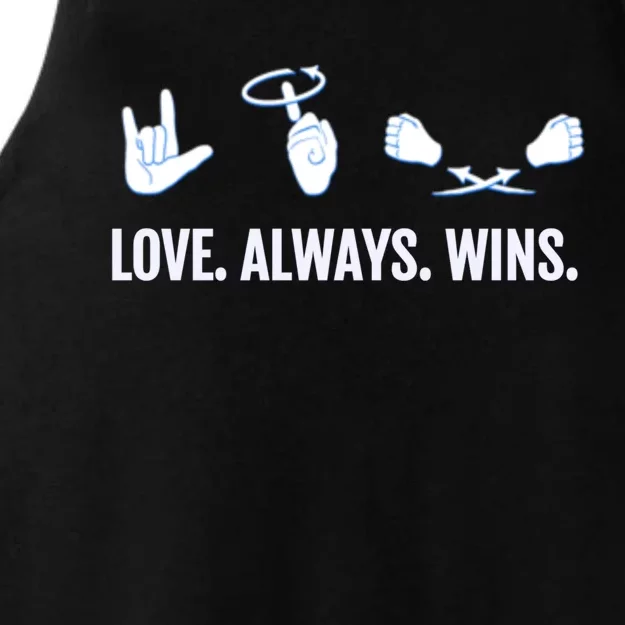 Love Always Wins Asl Deaf Awareness Sign Language Cute Gift Ladies Tri-Blend Wicking Tank