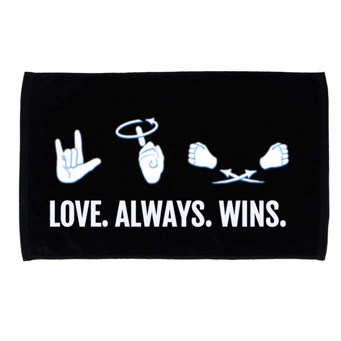 Love Always Wins Asl Deaf Awareness Sign Language Cute Gift Microfiber Hand Towel