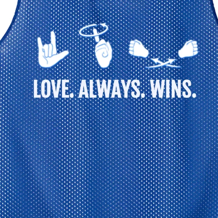 Love Always Wins Asl Deaf Awareness Sign Language Cute Gift Mesh Reversible Basketball Jersey Tank