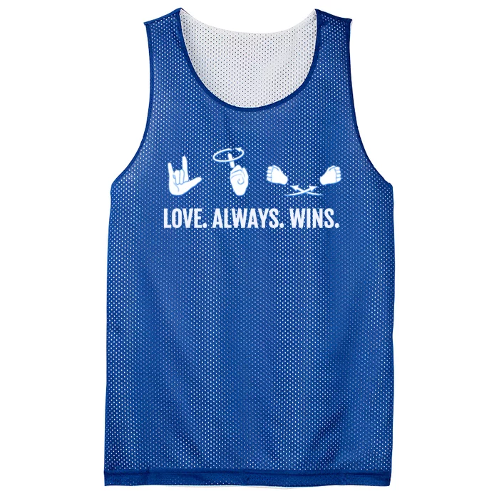 Love Always Wins Asl Deaf Awareness Sign Language Cute Gift Mesh Reversible Basketball Jersey Tank