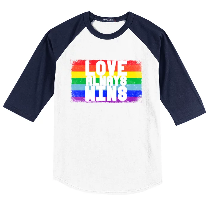 Love Always Wins Gay Pride Lgbt Rainbow Flag Vintage Retro Gift Baseball Sleeve Shirt