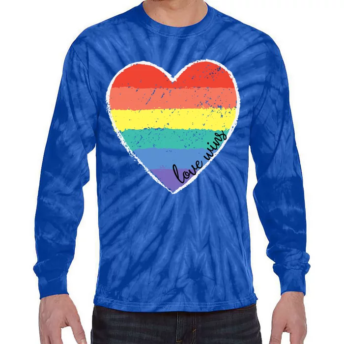 Love Always Wins Inspiration Quote Heart Lgbtq Support Gear Gift Tie-Dye Long Sleeve Shirt