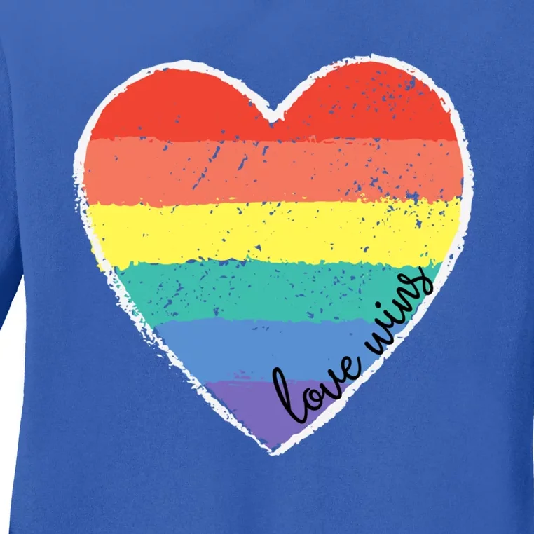 Love Always Wins Inspiration Quote Heart Lgbtq Support Gear Gift Ladies Long Sleeve Shirt