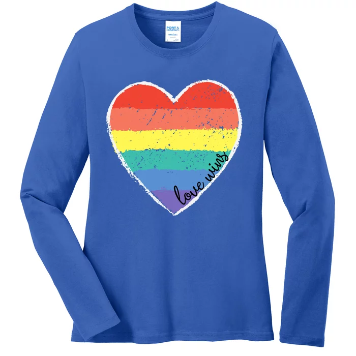 Love Always Wins Inspiration Quote Heart Lgbtq Support Gear Gift Ladies Long Sleeve Shirt