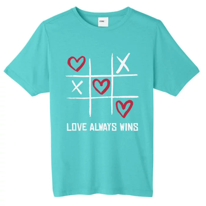 Love Always Wins Tictactoe Red Heart Valentines Matching Gift ChromaSoft Performance T-Shirt