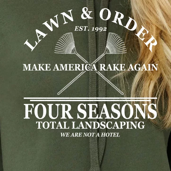 Lawn & Order Make America Rake Again Four Seasons Total Landscaping Crop Top Hoodie