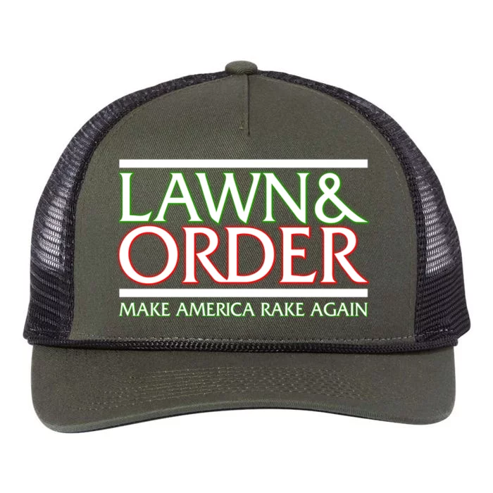 Lawn And Order Make America Rake Again Retro Rope Trucker Hat Cap