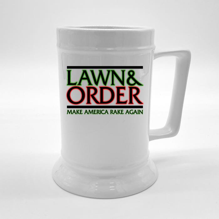 Lawn And Order Make America Rake Again Front & Back Beer Stein