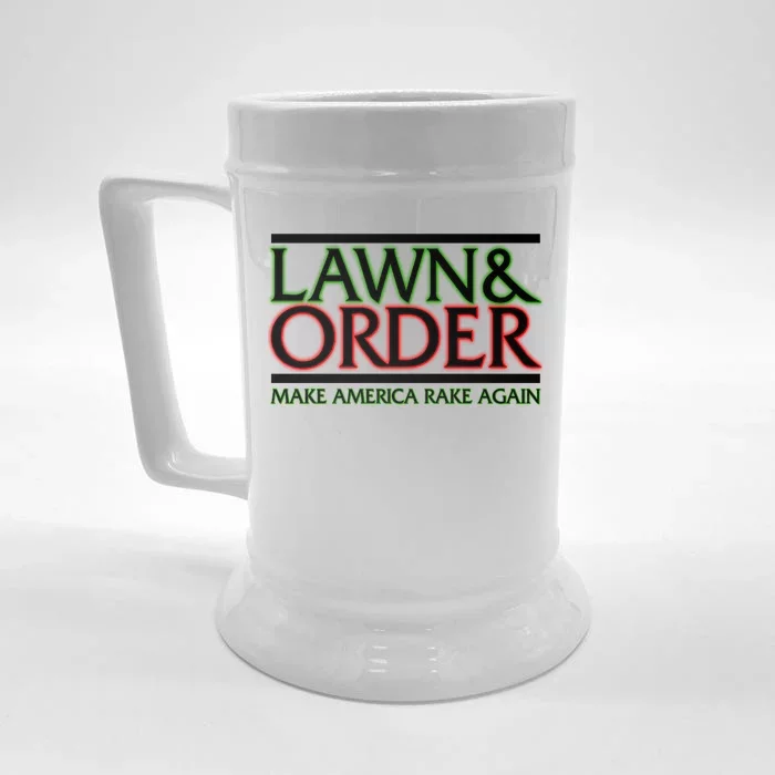 Lawn And Order Make America Rake Again Front & Back Beer Stein