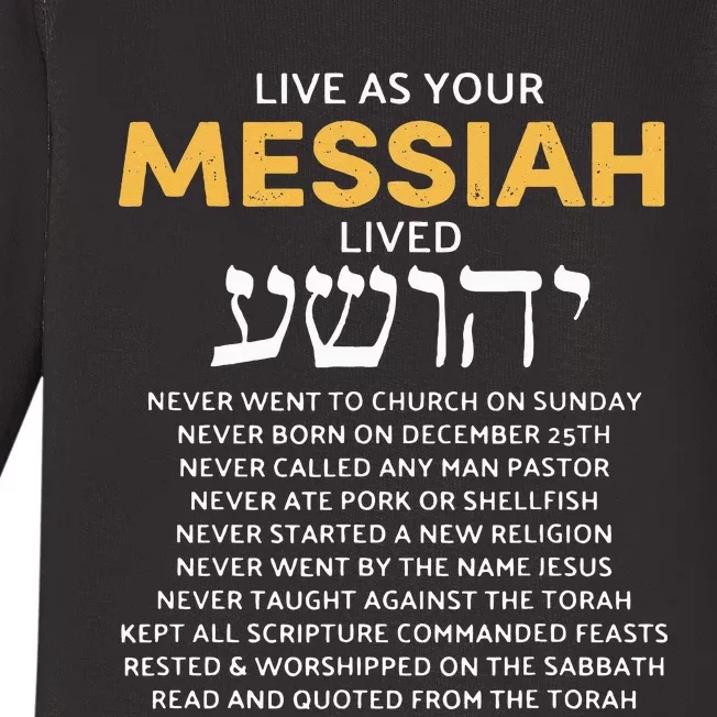 Live As Your Jewish Messiah Proud Messianic Hebrew Roots Baby Long Sleeve Bodysuit