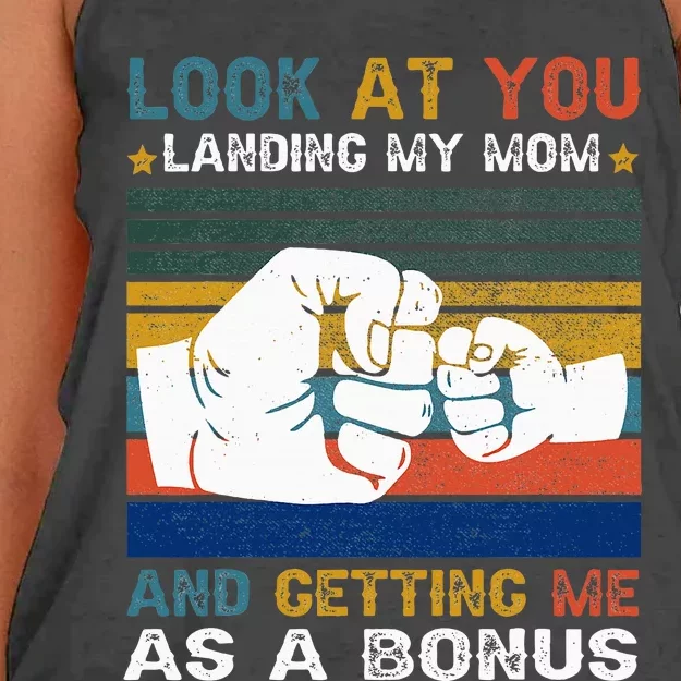 Look At You Landing My Mom Getting Me As A Bonus Women's Knotted Racerback Tank