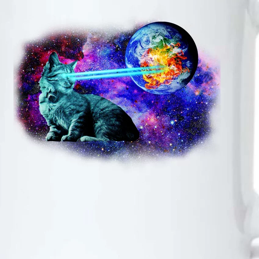 Lazer Cat Blasting In Space Black Color Changing Mug